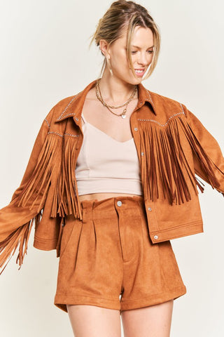 Suede studded fringe jacket Jacket