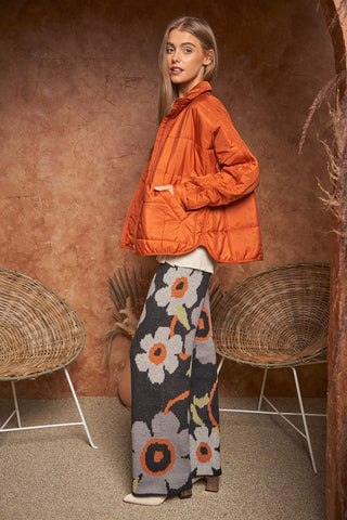 Flower Printed Casual Cozy Full Long Wide Pants Pants