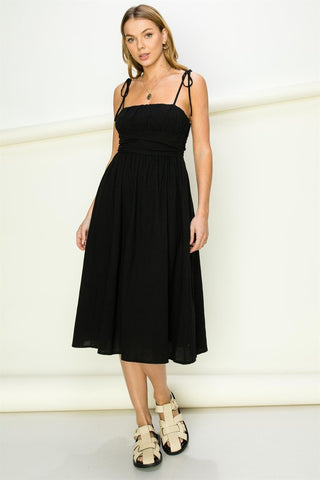 Get a Clue Tie-Strap Midi Dress Dress