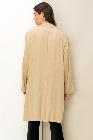 Right Round Button Front Oversized Coat Trench Coat