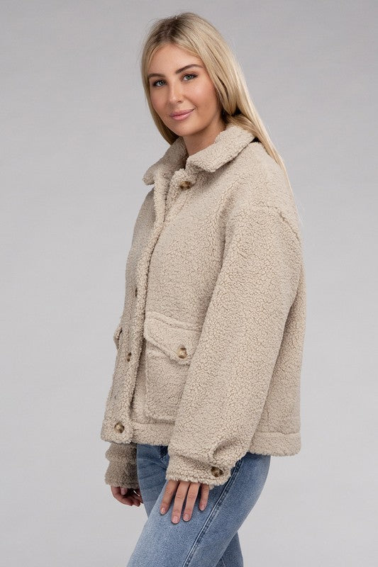 Cozy Sherpa Button-Front Jacket Jacket