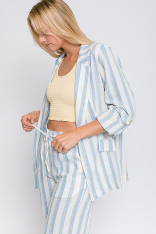 Love Tree Linen Woven Striped Blazer set