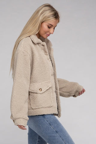 Cozy Sherpa Button-Front Jacket Jacket