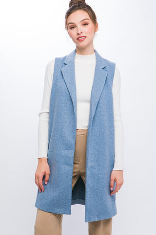 JQ Fleece Long Line Vest BLUE vest