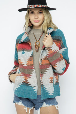 Soft Comfy Lightweight Aztec Pattern Jacket Jacket