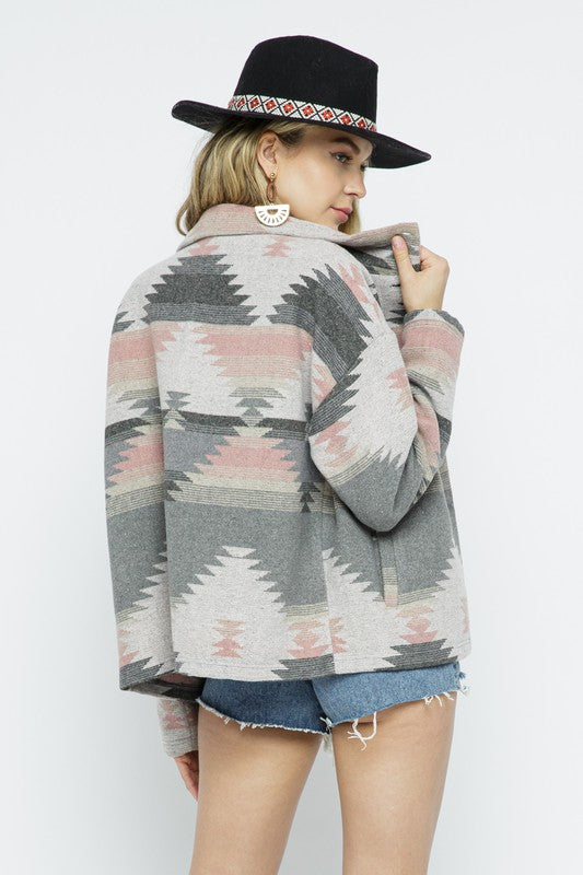 Soft Comfy Lightweight Aztec Pattern Jacket Jacket