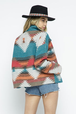 Soft Comfy Lightweight Aztec Pattern Jacket Jacket