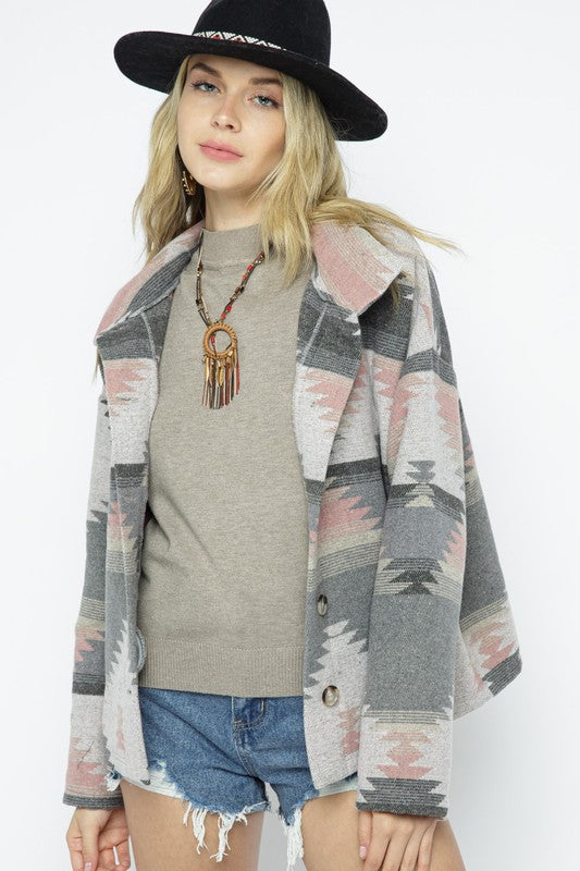 Soft Comfy Lightweight Aztec Pattern Jacket Jacket