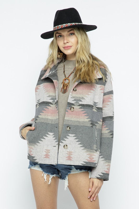 Soft Comfy Lightweight Aztec Pattern Jacket Jacket