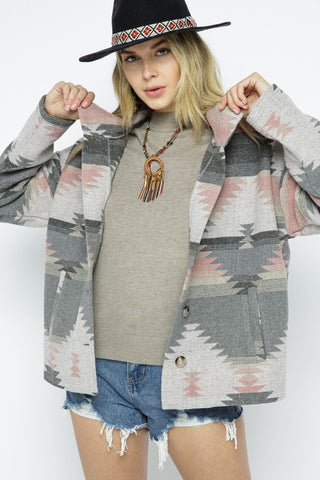 Soft Comfy Lightweight Aztec Pattern Jacket Jacket