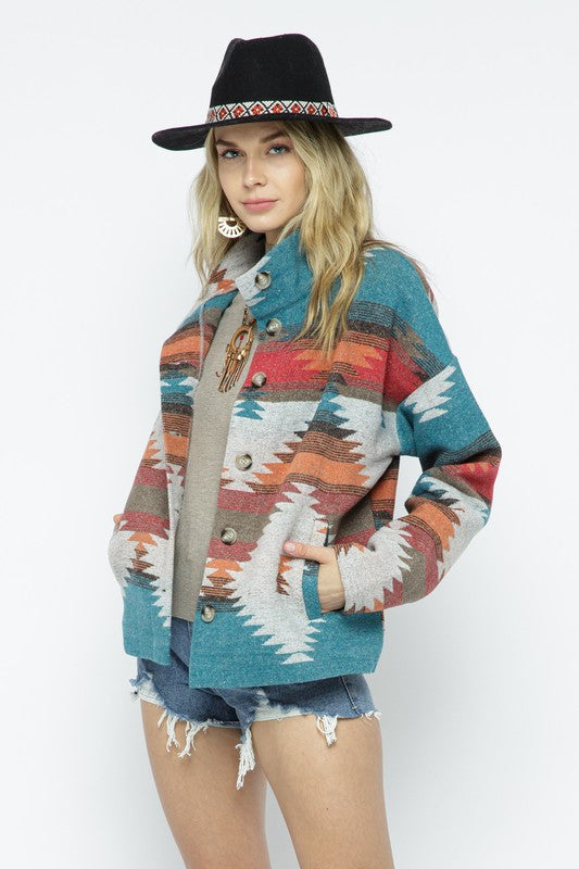 Soft Comfy Lightweight Aztec Pattern Jacket Jacket