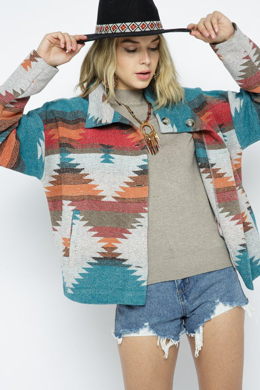 Soft Comfy Lightweight Aztec Pattern Jacket Jacket