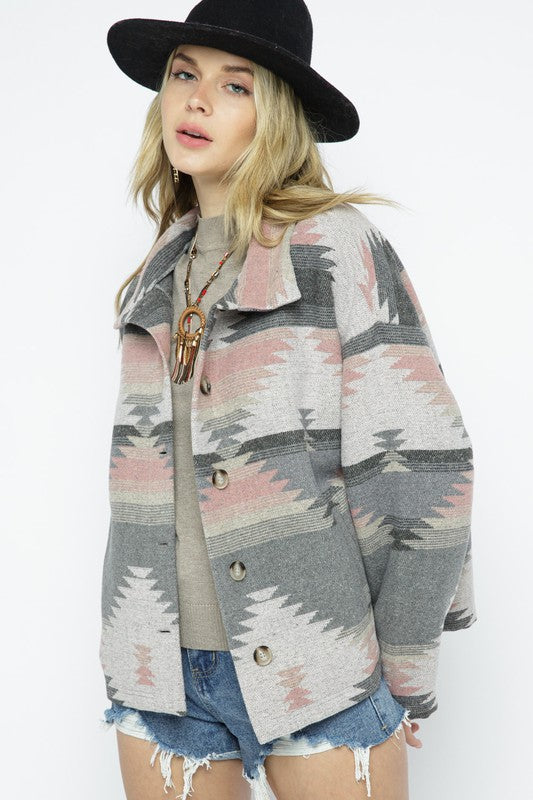 Soft Comfy Lightweight Aztec Pattern Jacket Jacket