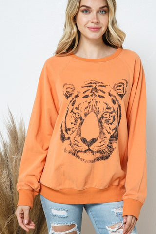 French Terry Tiger Studded Star Graphic Sweatshirt sweatshirt