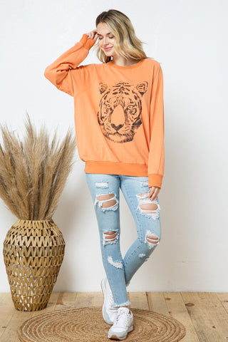 French Terry Tiger Studded Star Graphic Sweatshirt sweatshirt