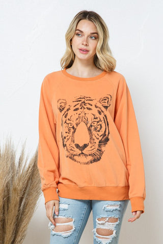 French Terry Tiger Studded Star Graphic Sweatshirt sweatshirt