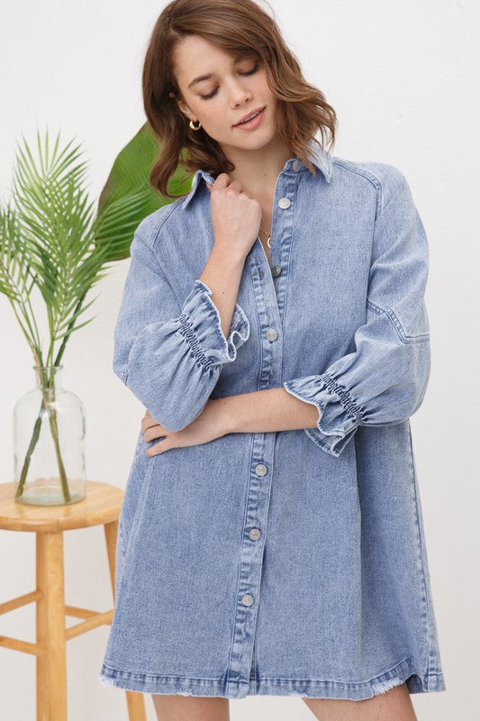 Washed Denim Dress Dresses