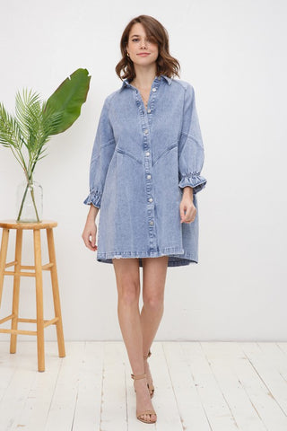 Washed Denim Dress Dresses