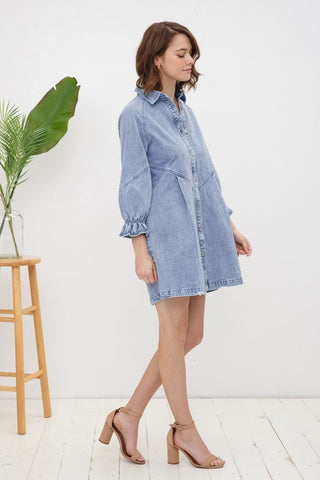 Washed Denim Dress Dresses