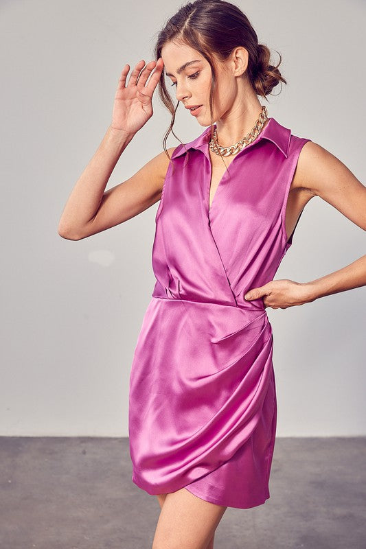 Collar Wrap Dress PURPLE BERRY Dress