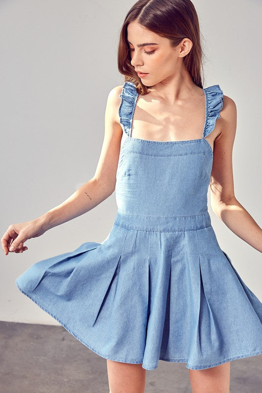 A-Line Open Back Dress CHAMBRAY Dress