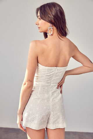 Eyelet Ruffle Romper Romper