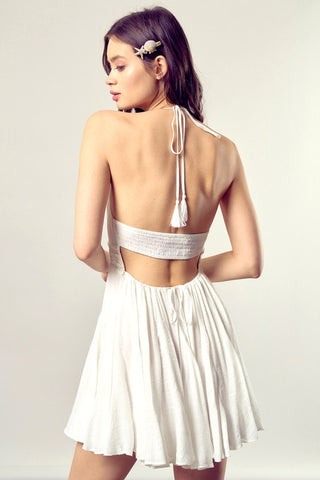 Lace Trim with Back Drawstring Dress Dress