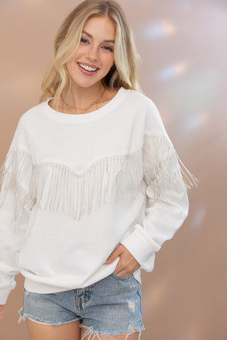 Rhinestone Fringe Pullover Top sweatshirt