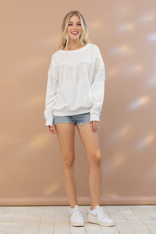 Rhinestone Fringe Pullover Top sweatshirt