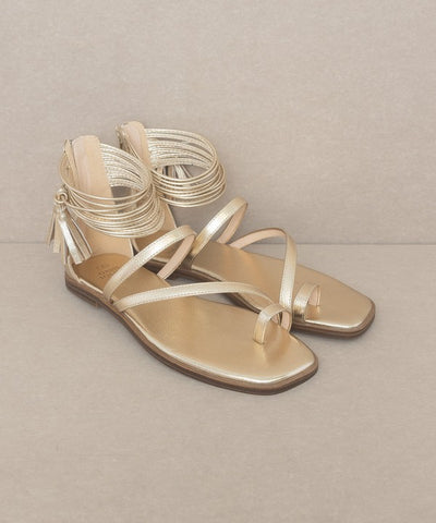 Oasis Society Abril - Strappy Ankle Wrap Sandal GOLD Sandals