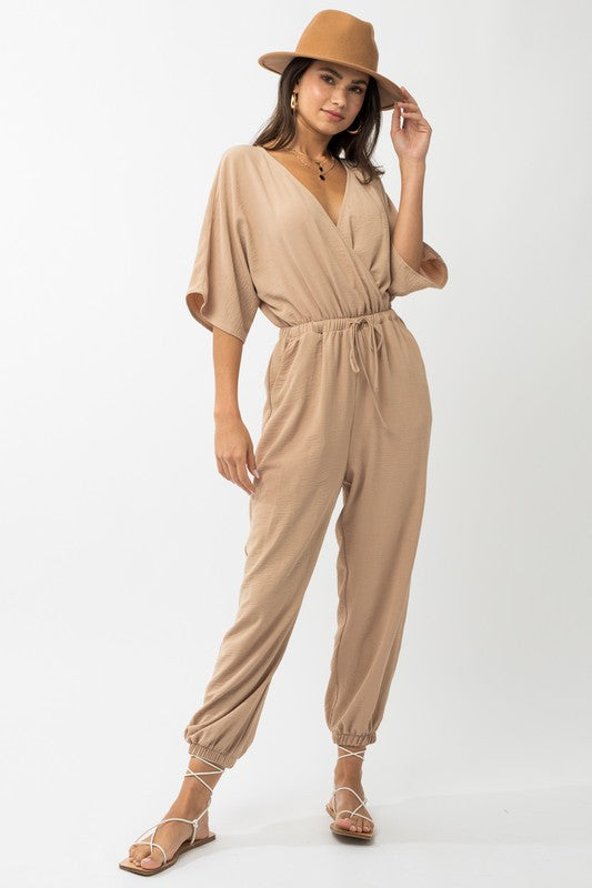 Dolman Sleeve Surplice Jumpsuit Jumpsuits and Rompers