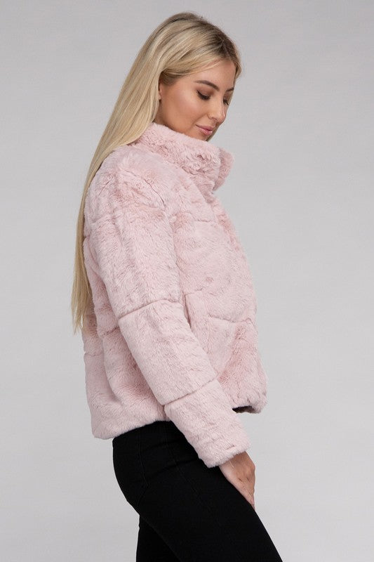 Fluffy Zip-Up Sweater Jacket Jacket