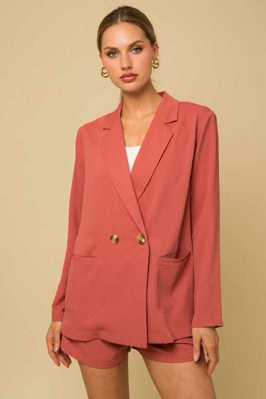 Double Breasted Blazer Coral Blazer