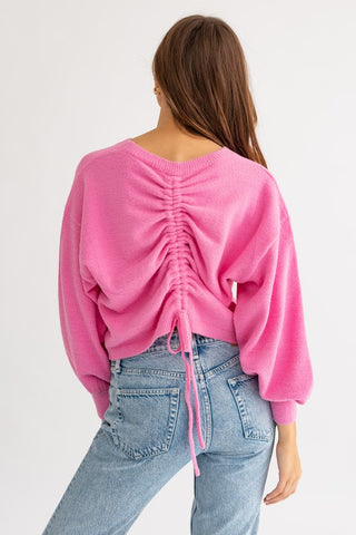 Fuzzy Sweater with Back Ruching Sweater