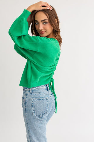 Fuzzy Sweater with Back Ruching Sweater