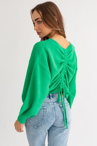 Fuzzy Sweater with Back Ruching Sweater