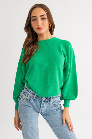 Fuzzy Sweater with Back Ruching Sweater