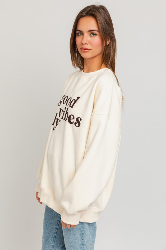 Letter Embroidery Oversized Sweatshirt sweatshirt