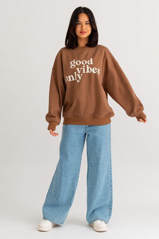 Letter Embroidery Oversized Sweatshirt sweatshirt