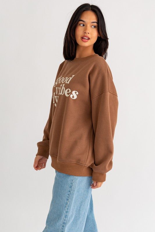 Letter Embroidery Oversized Sweatshirt sweatshirt