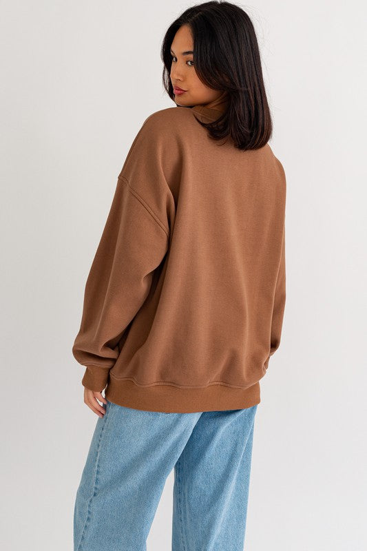 Letter Embroidery Oversized Sweatshirt sweatshirt