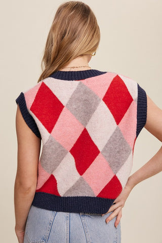 Argyle Cropped Sweater Vest vest