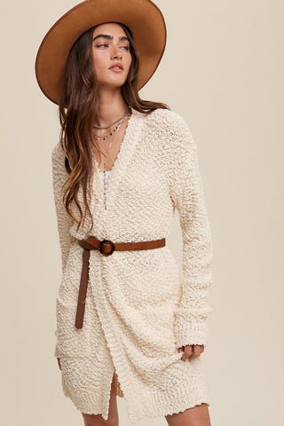 Popcorn Open Knit Cardigan Sweater cardigan