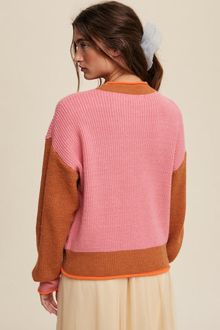 Color Block Ribbed Knit Sweater Sweater