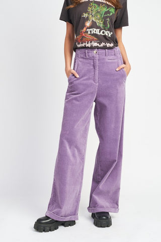 Wide Leg Corduroy Pants PURPLE Pants