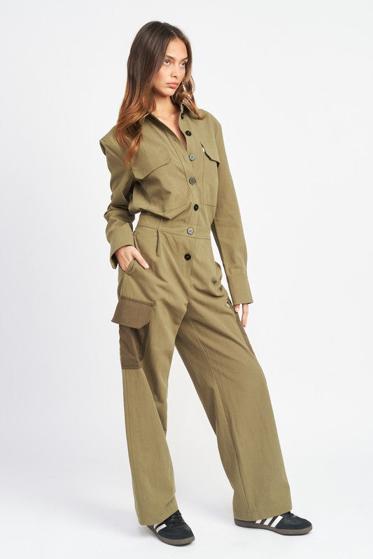 Button down cargo jumpsuit Jumpsuits and Rompers