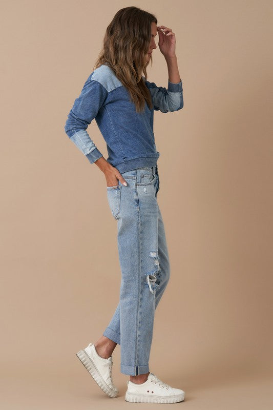 Rolled up boyfriend jeans. Jeans