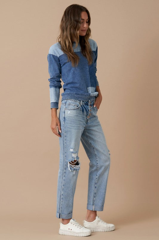 Rolled up boyfriend jeans. Jeans