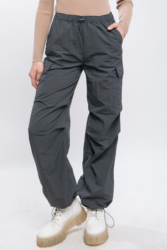 Loose Fit Parachute Cargo Pants Pants