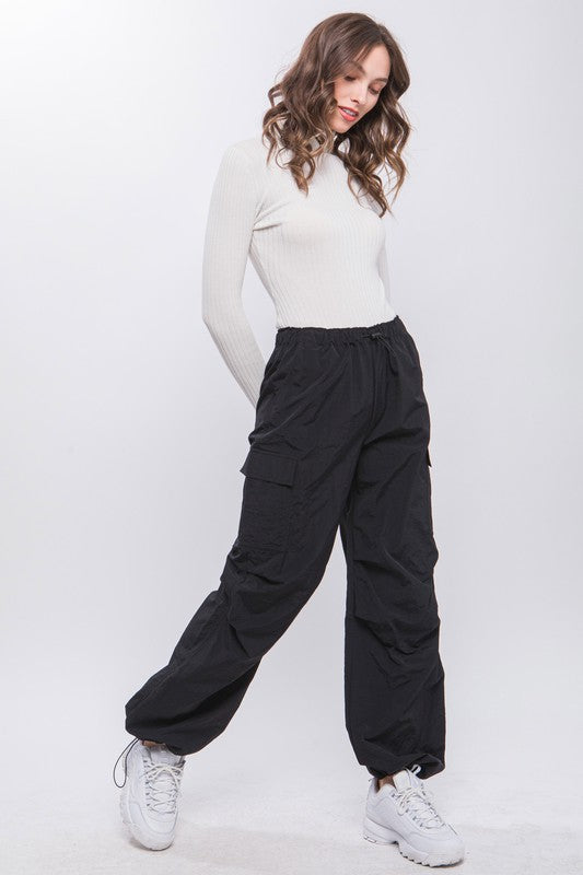 Loose Fit Parachute Cargo Pants Pants